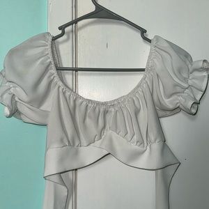 Shein XS white cropped tie-up top